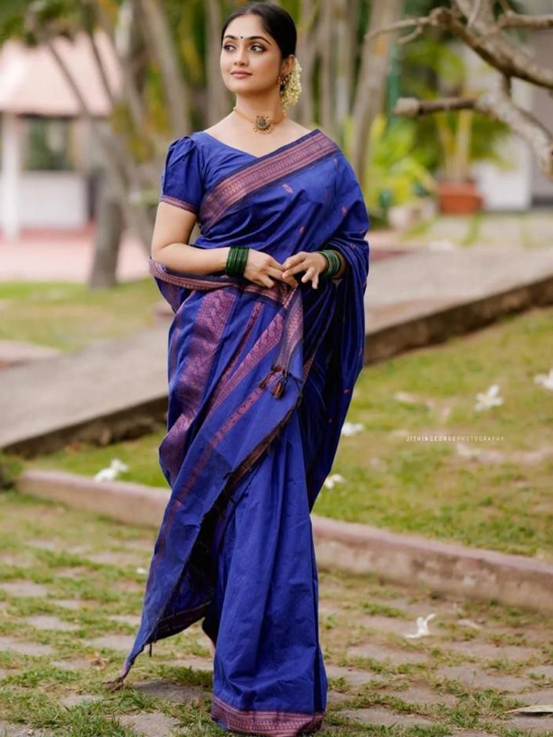 

Fashion Booms Woven Design Zari Pure Silk Banarasi Saree, Blue