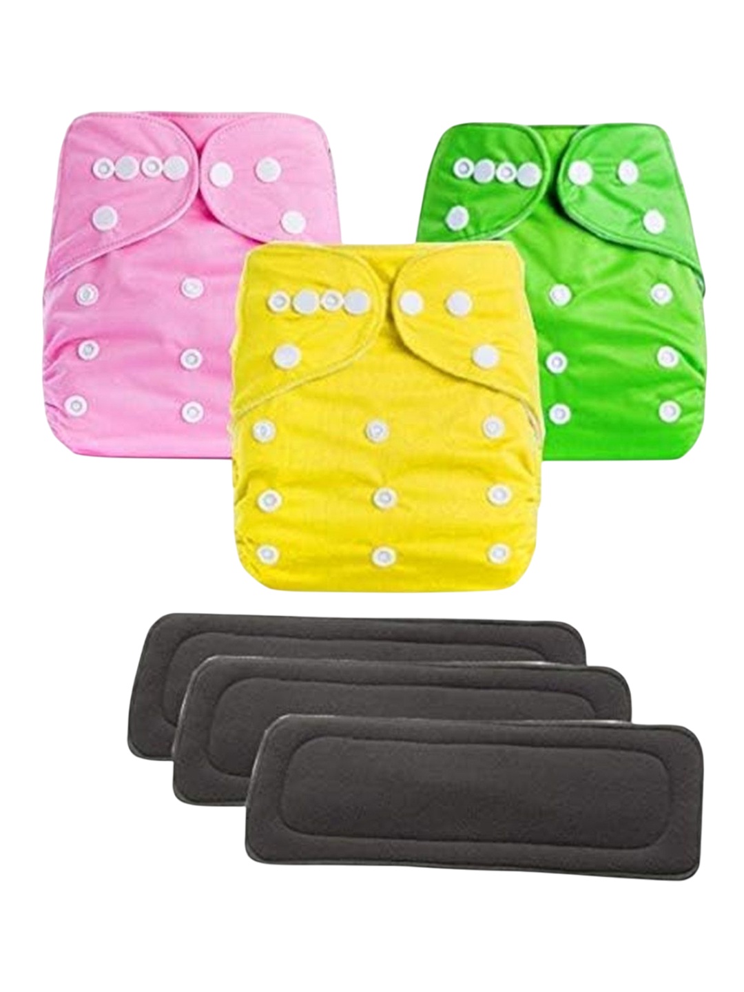 

Kritiu Kids Set Of 3 Reusable Waterproof Cloth Diapers With Insert Pad, Pink