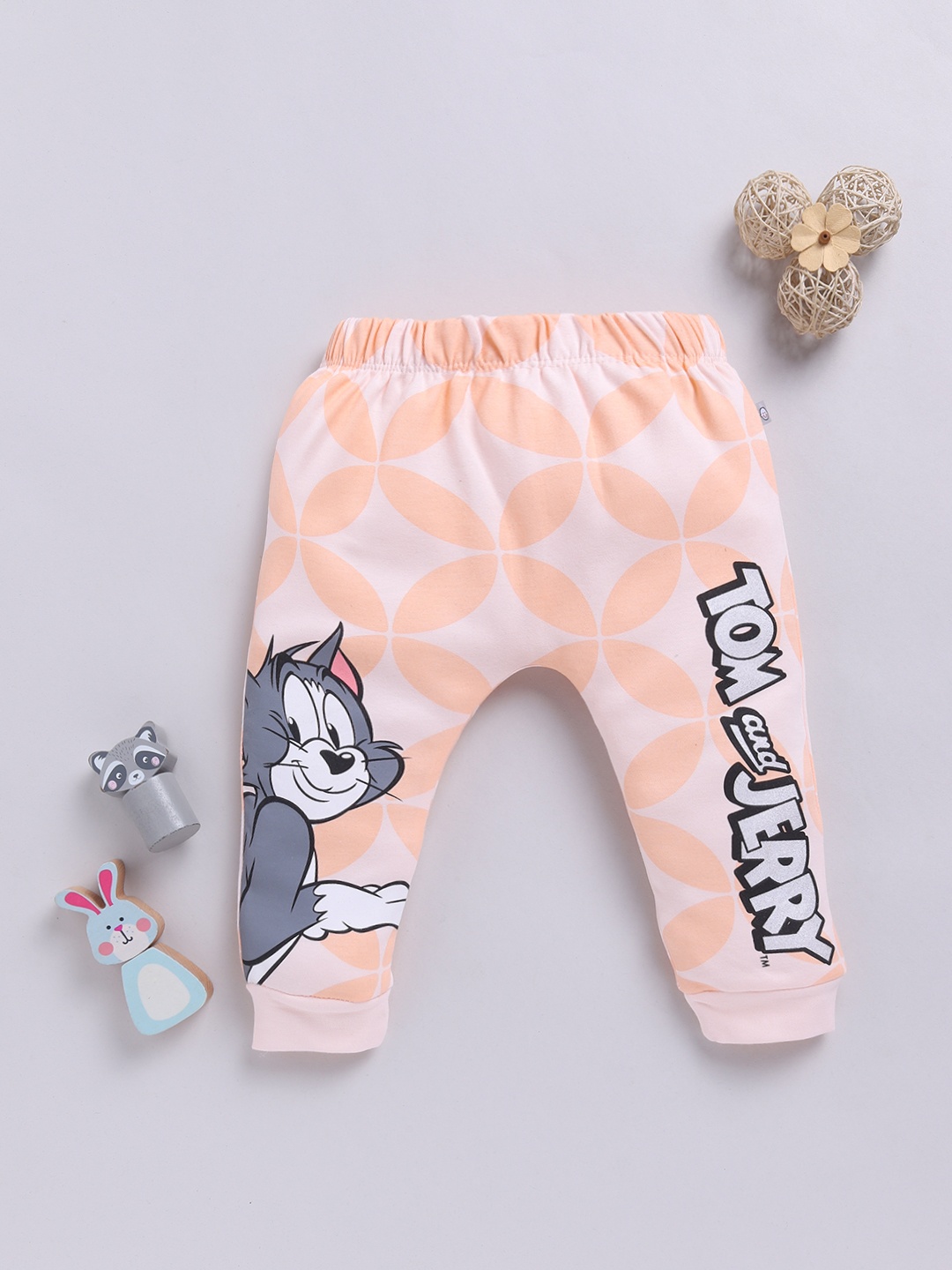 

YK X Tinyo Infant Girls Tom & Jerry Printed Pure Cotton Diaper Pants, Peach