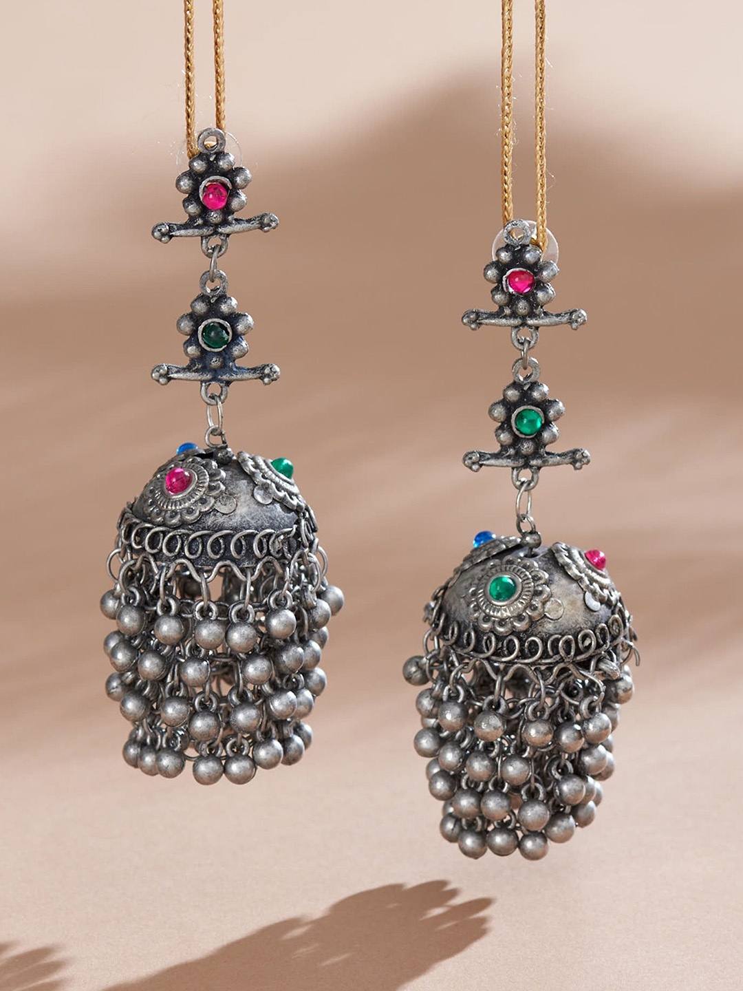 

UnfoldSelf Contemporary Jhumkas Earrings, Silver