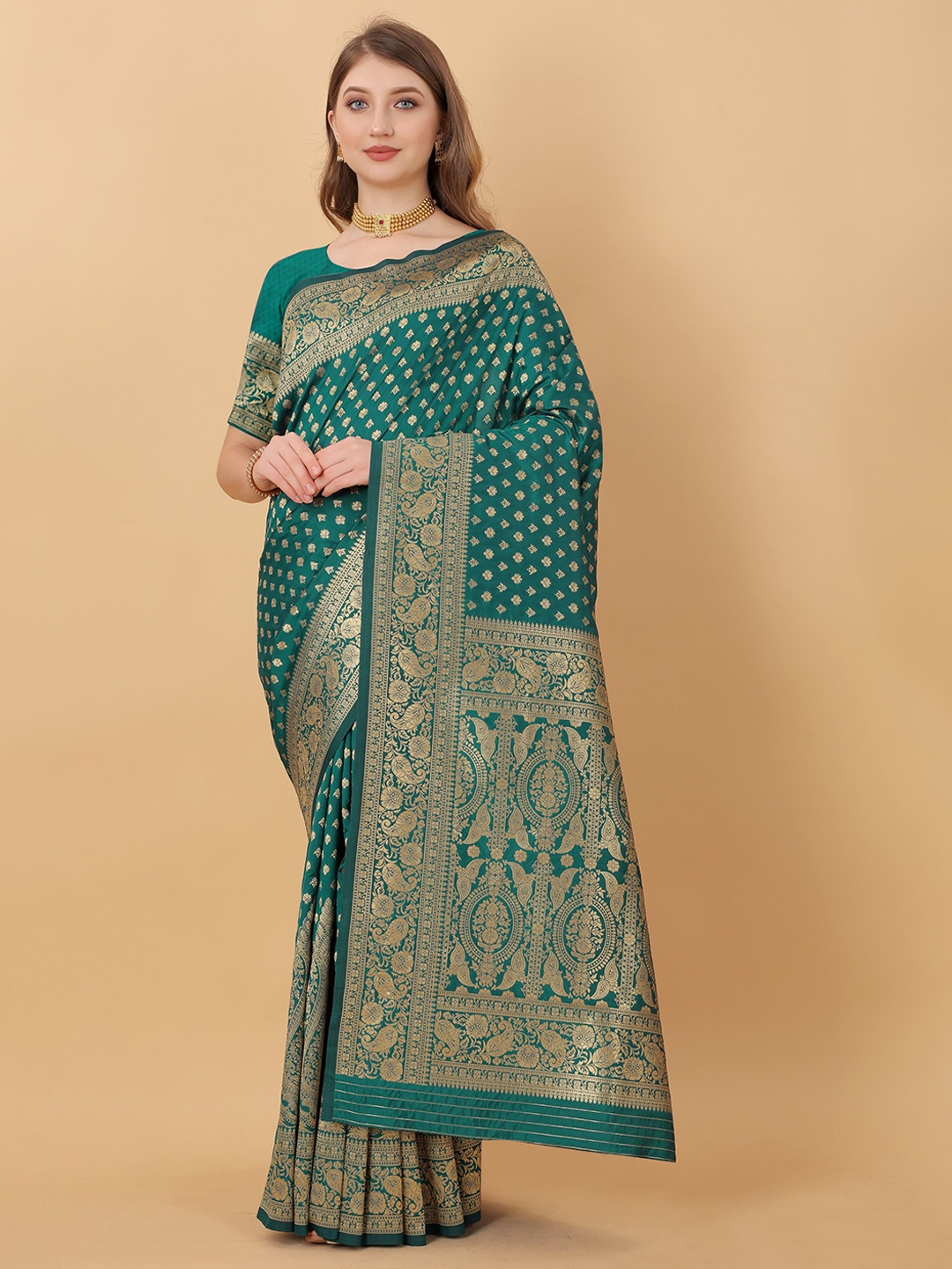 

Anaita Woven Design Zari Banarasi Saree, Green
