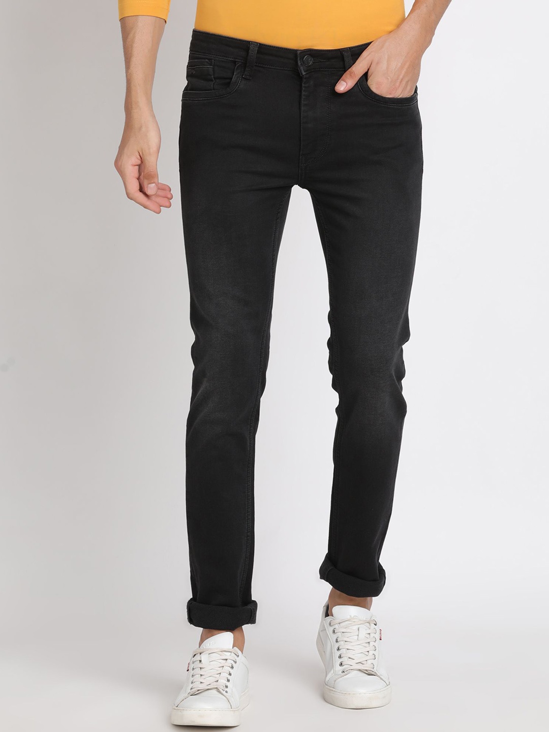 

Turtle Men Classic Mid-Rise Stretchable Jeans, Black