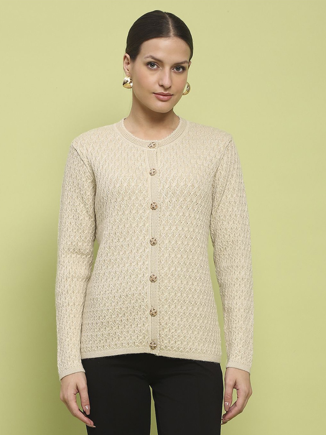 

Madame Women Cable Knit Cardigan, Beige