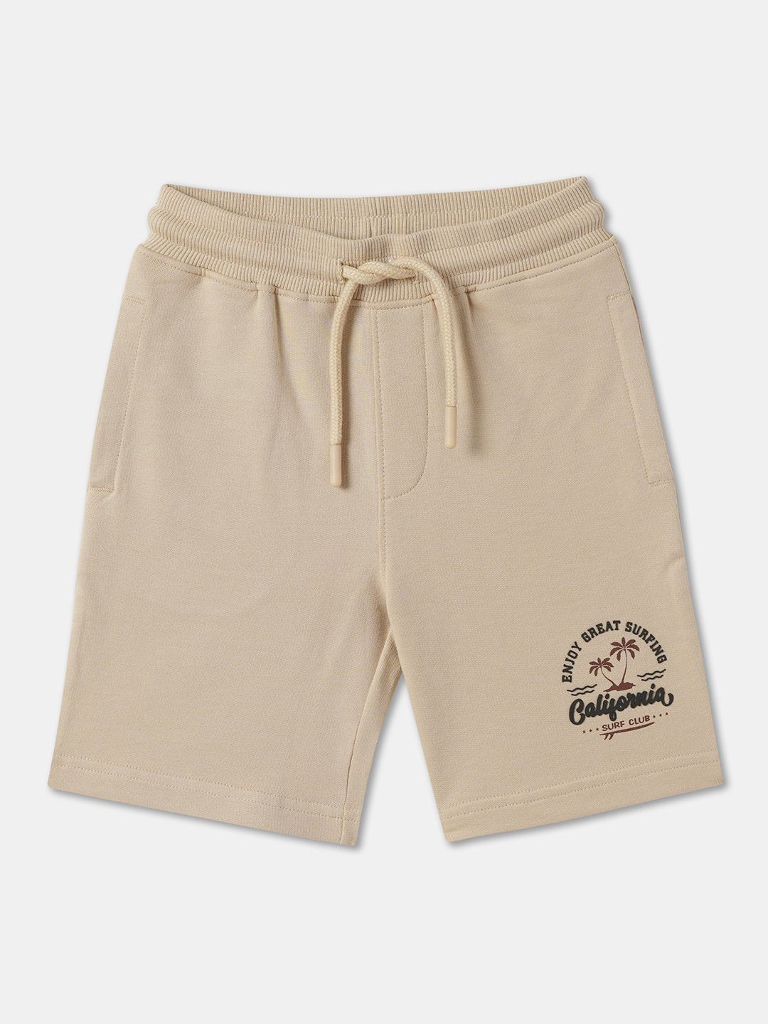 

R&B Boys Printed Cotton Shorts, Beige