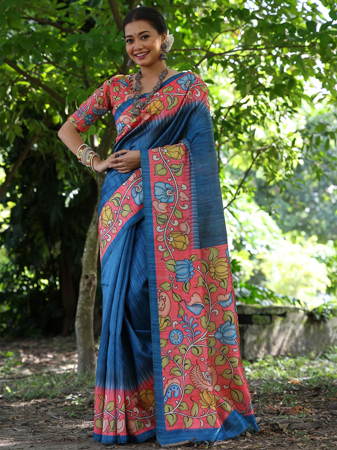 

Kandora Woven Design Pure Silk Tussar Saree, Blue