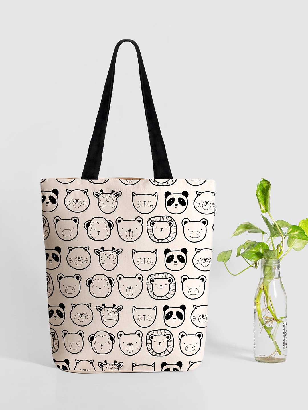 

EcoRight Zipper Tote Bag - Cute Animals, Cream
