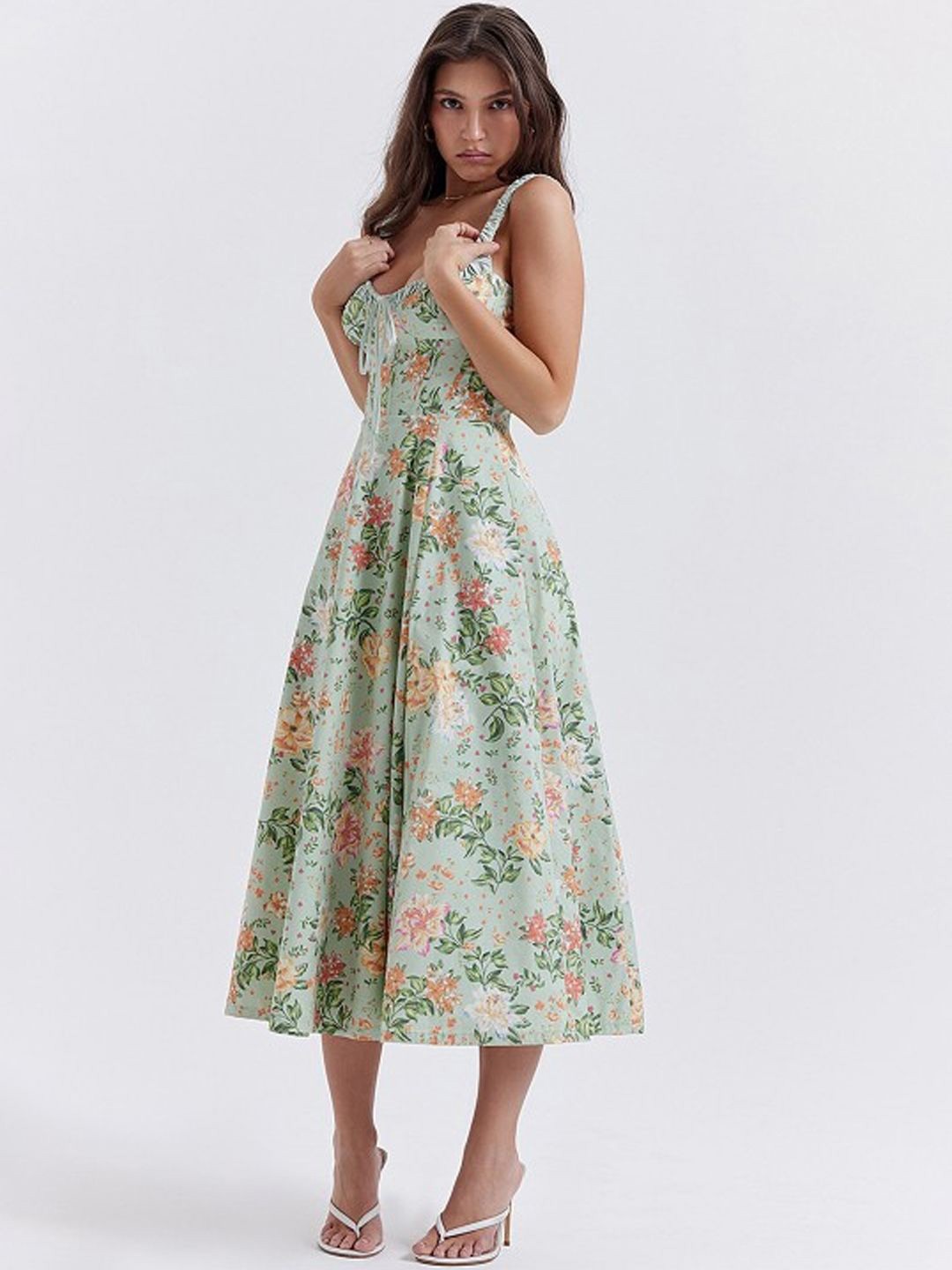 

StyleCast Women Floral Print Fit & Flare Midi Dress, Green