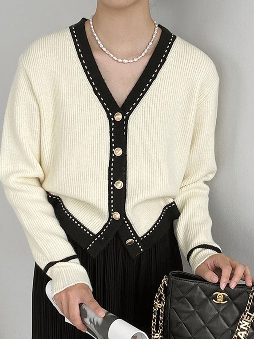 

LULU & SKY Women Ribbed Cardigan, White