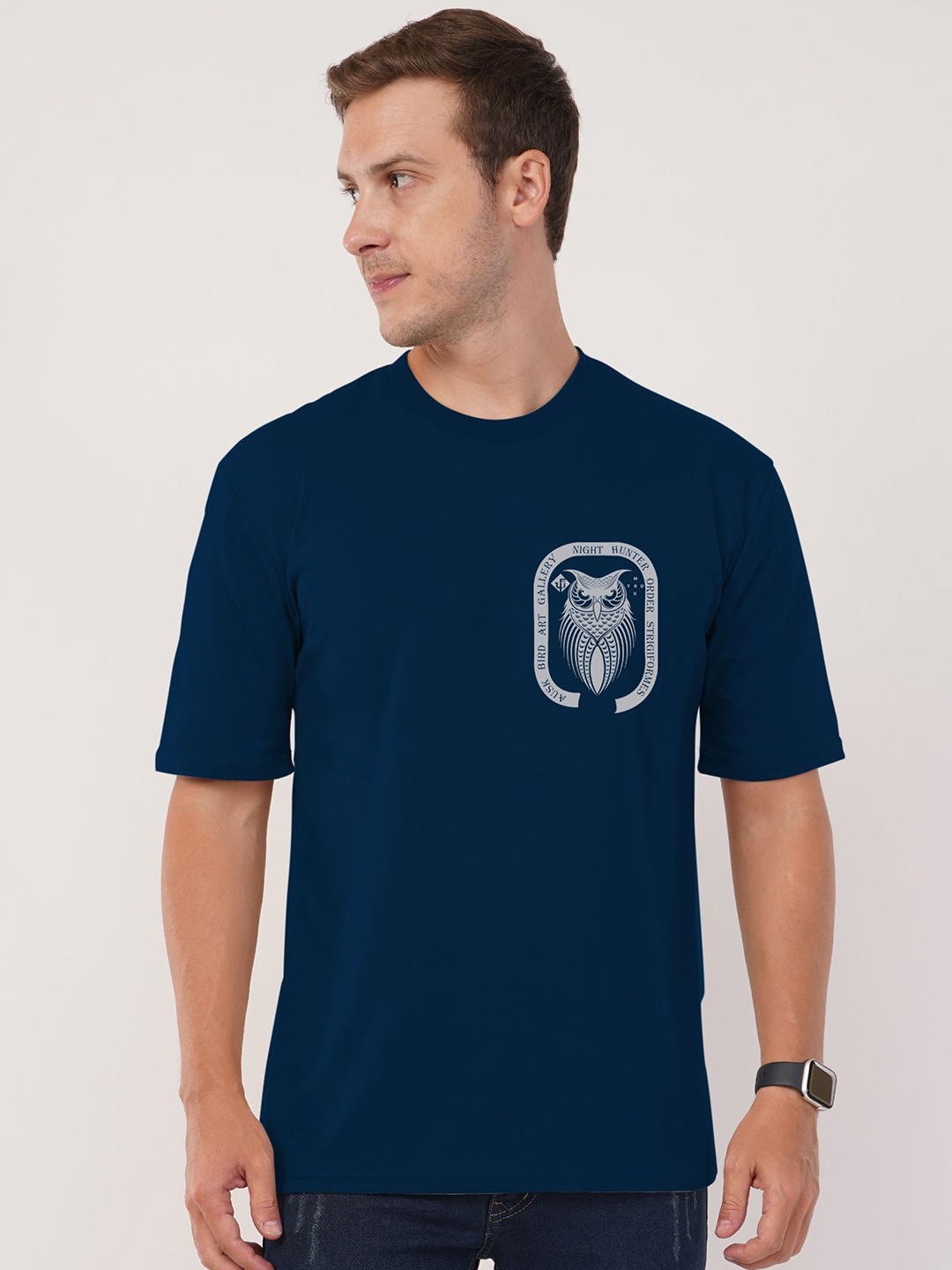 

AUSK Front & Back Printed Half Sleeve Round Neck Tshirt, Navy blue