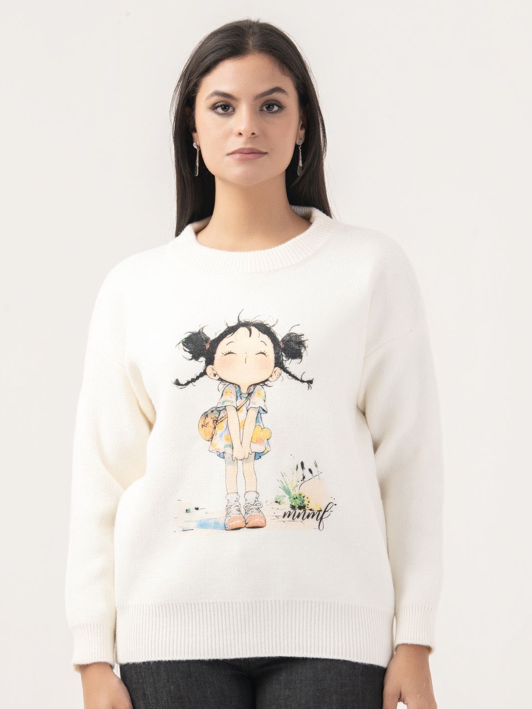 

Albion By CnM Women Printed Pullover, White