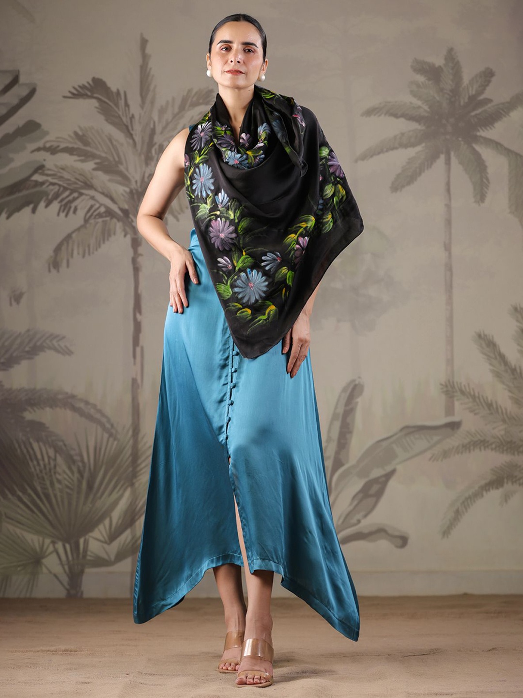 

Geroo Luxe Women Satin Maxi Dress, Teal