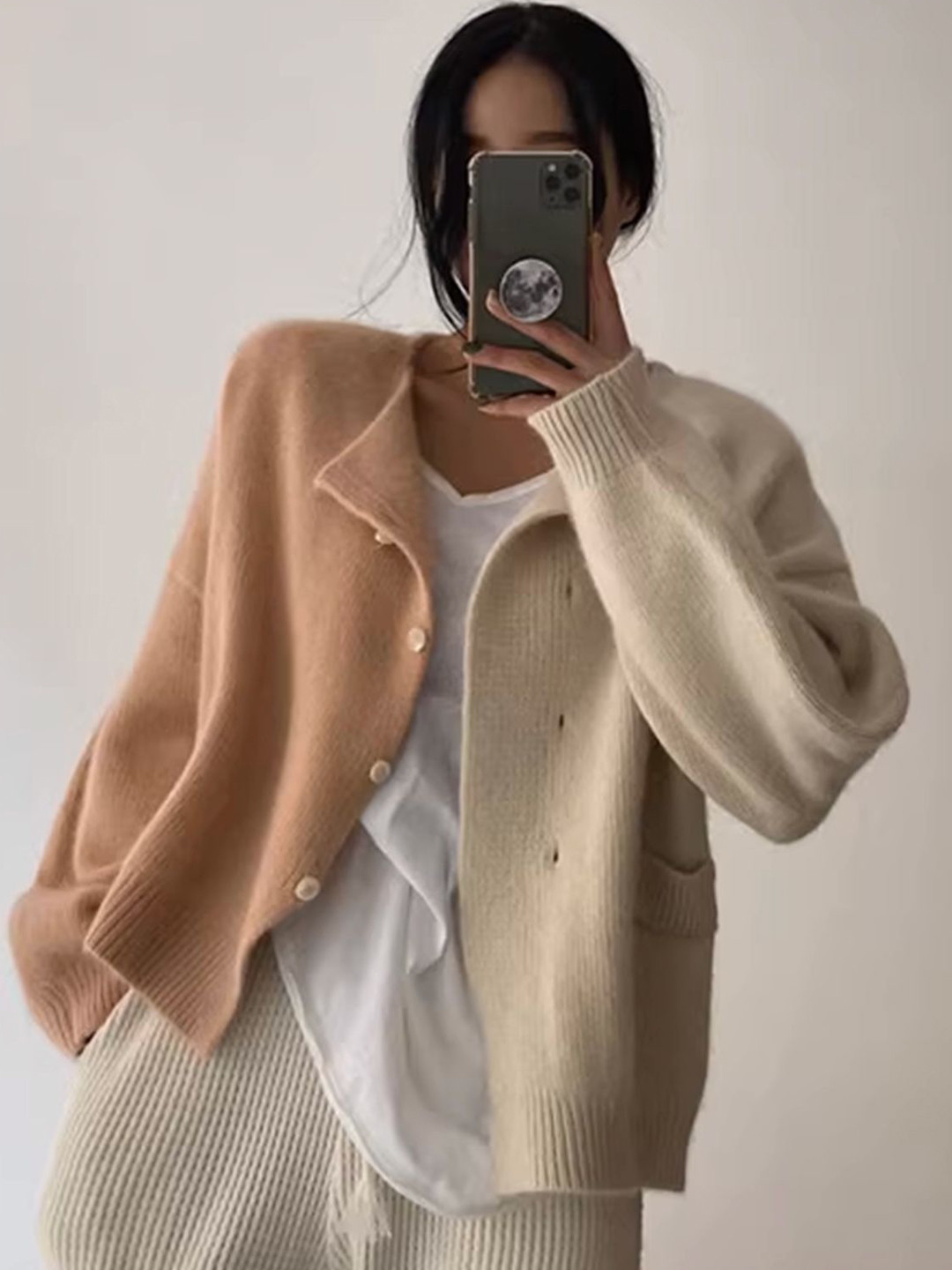 

LULU & SKY Women Colourblocked Cardigan, Orange
