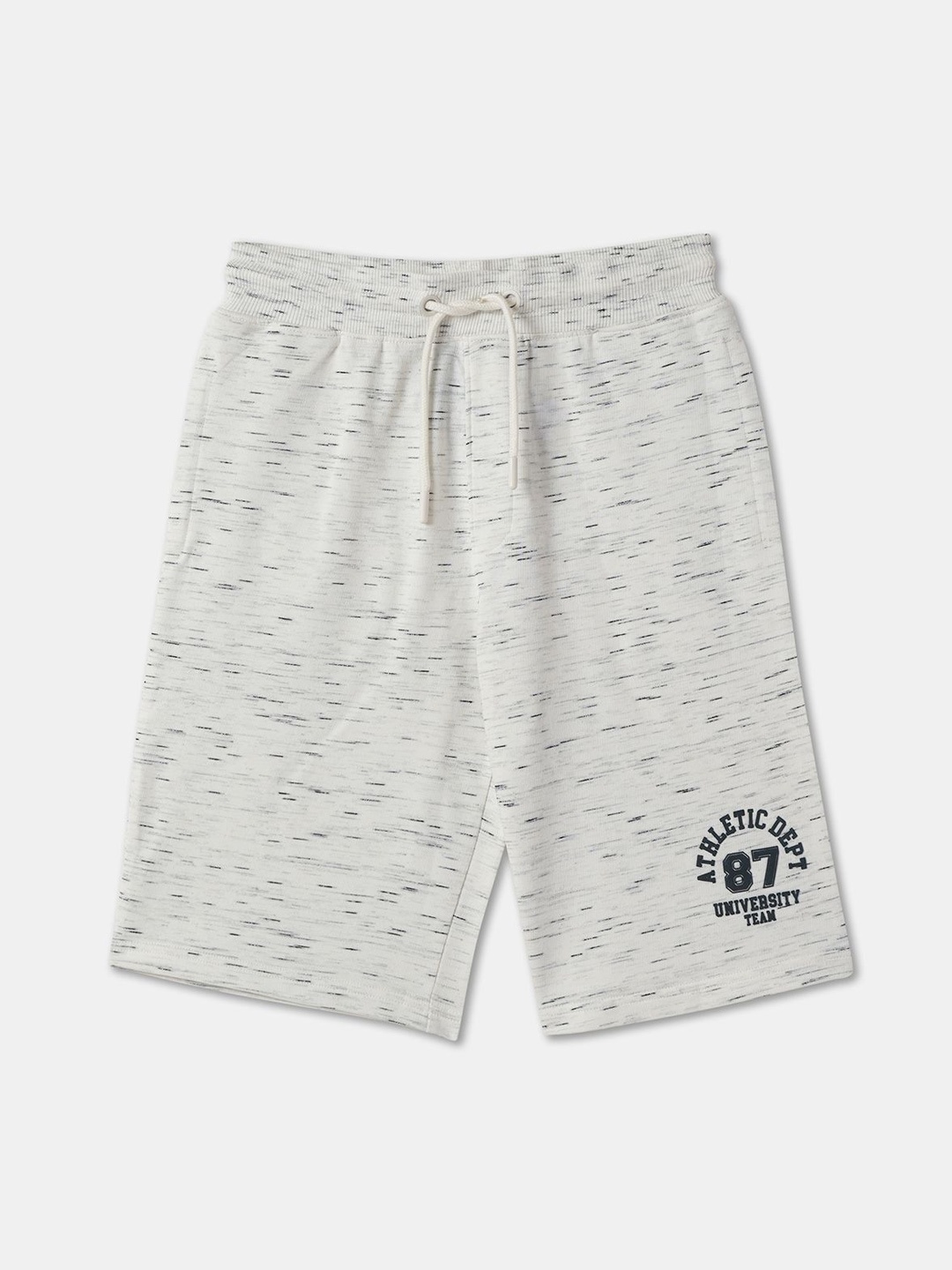 

R&B Boys Cotton Mid-Rise Typography Printed Shorts, White
