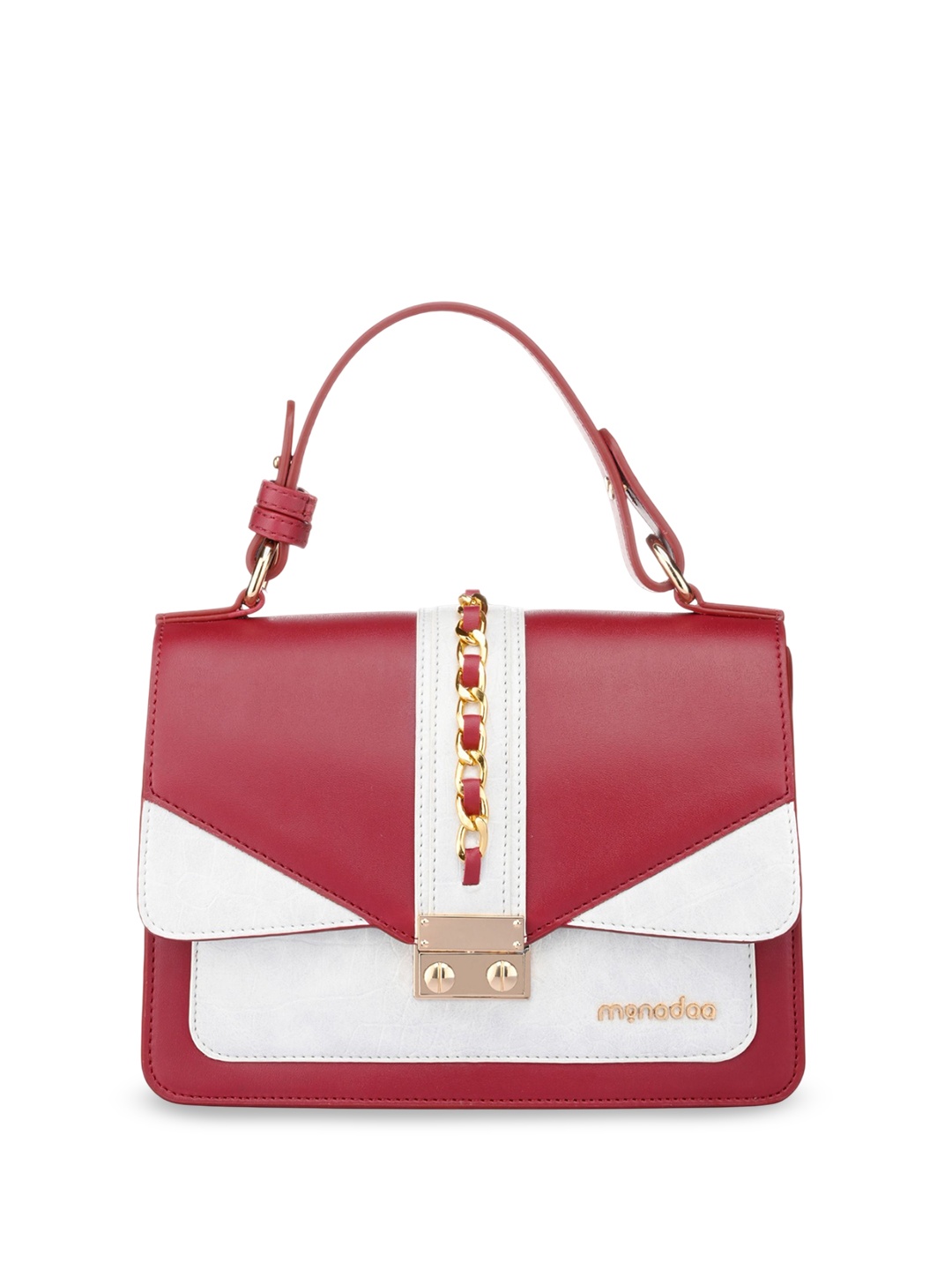 

Monadaa Structured Handheld Bag with Applique, Red