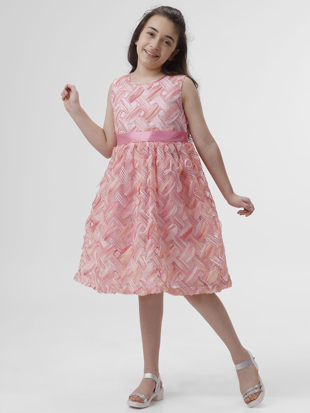 

KATE & OSCAR Girls Embroidered Fit & Flare Dress, Pink