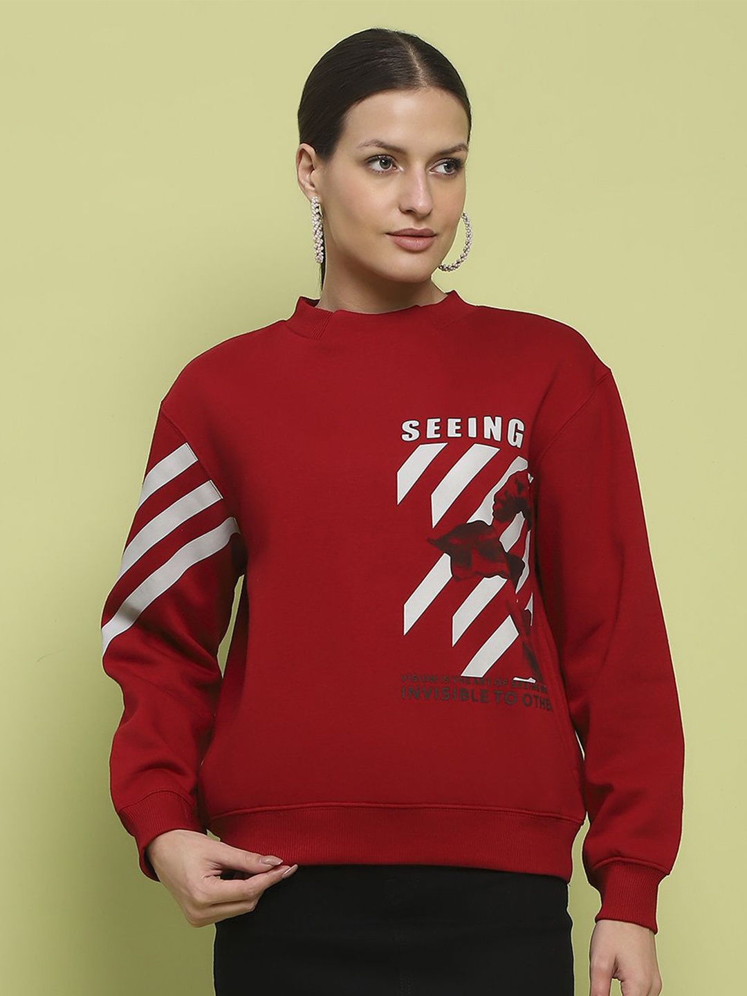 

Madame Women Printed Sweatshirt, Red