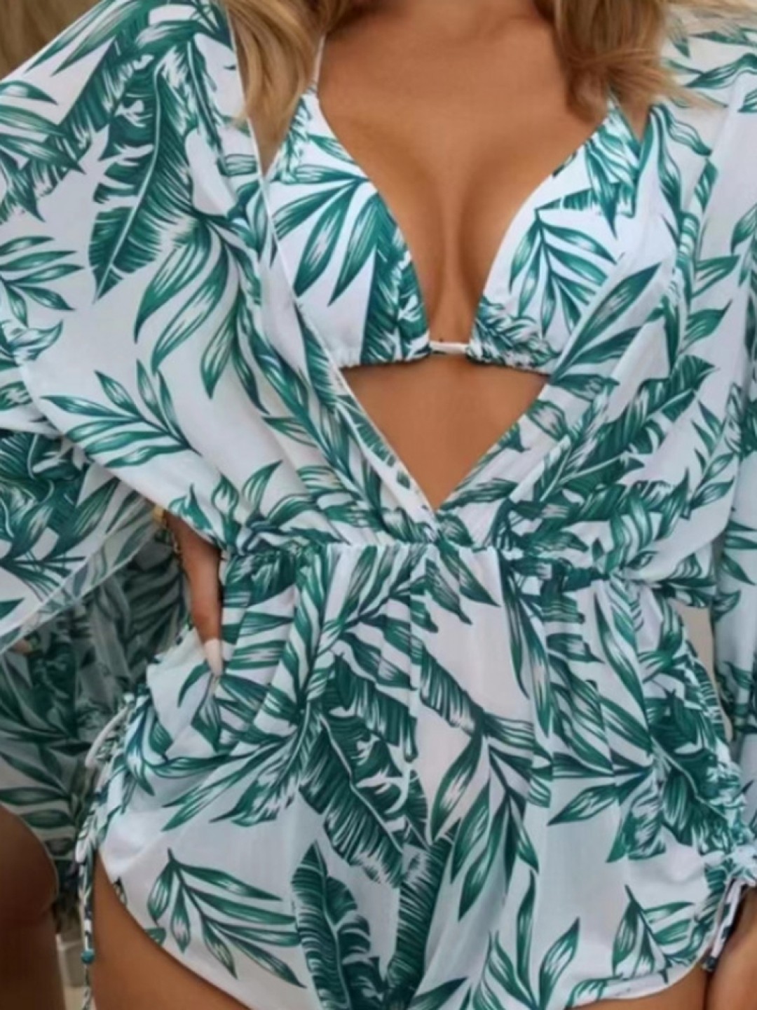 

LULU & SKY Tropical Printed V-Neck Swimwear Cover Up Set, Blue