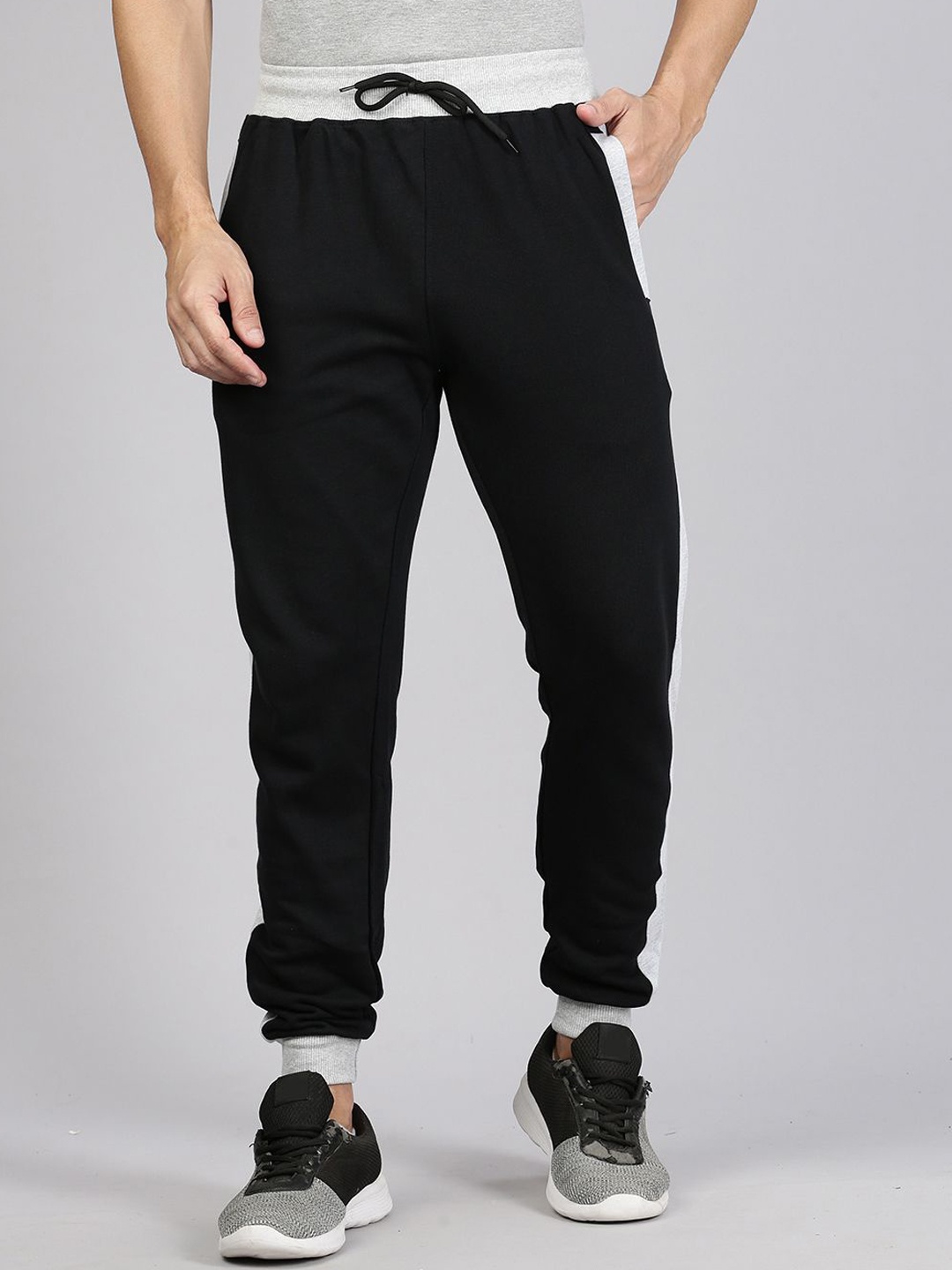 

MADSTO Men Mid Rise Track Pants, Black