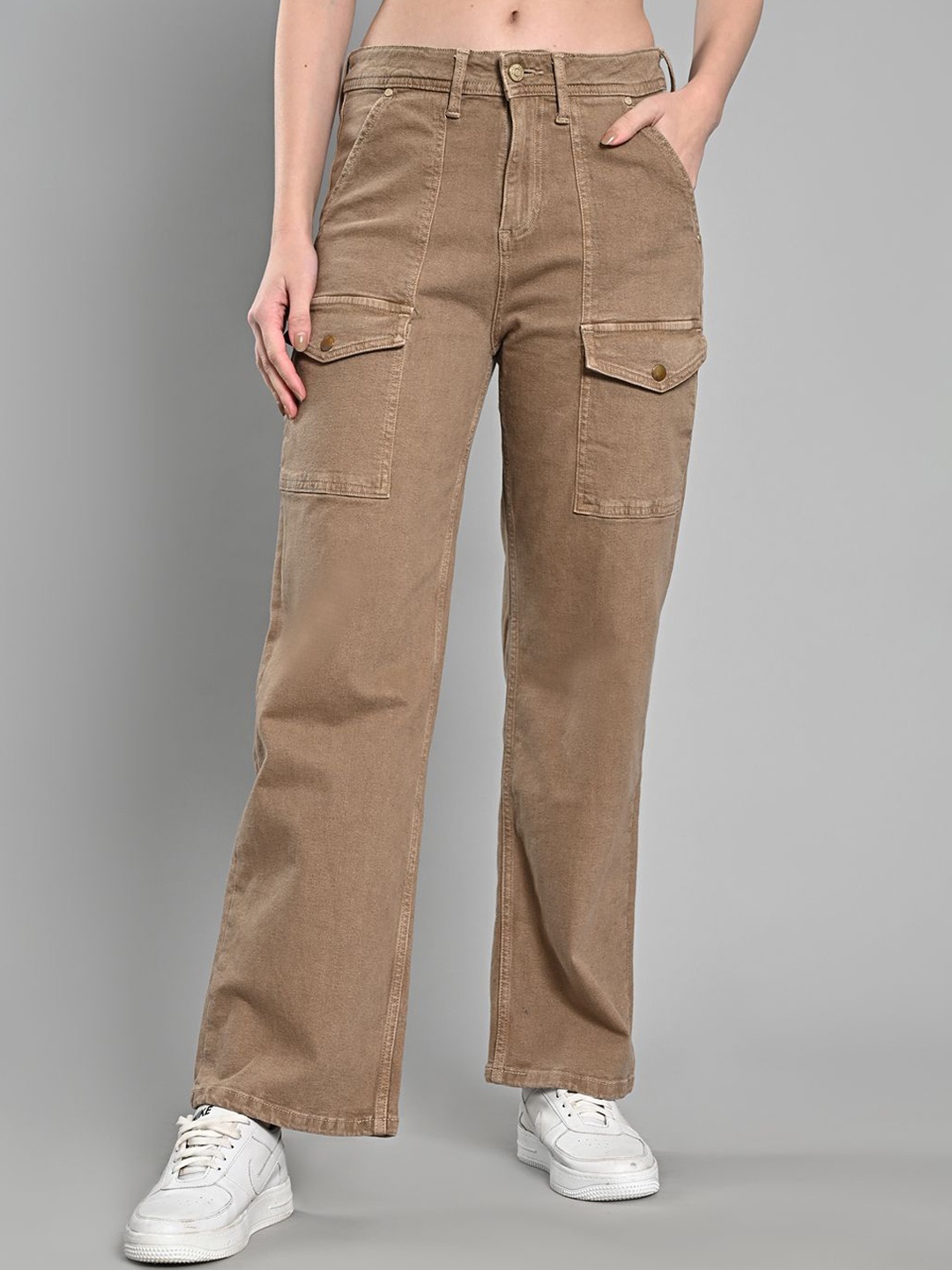 

IZEL Women Wide Leg Jeans, Khaki