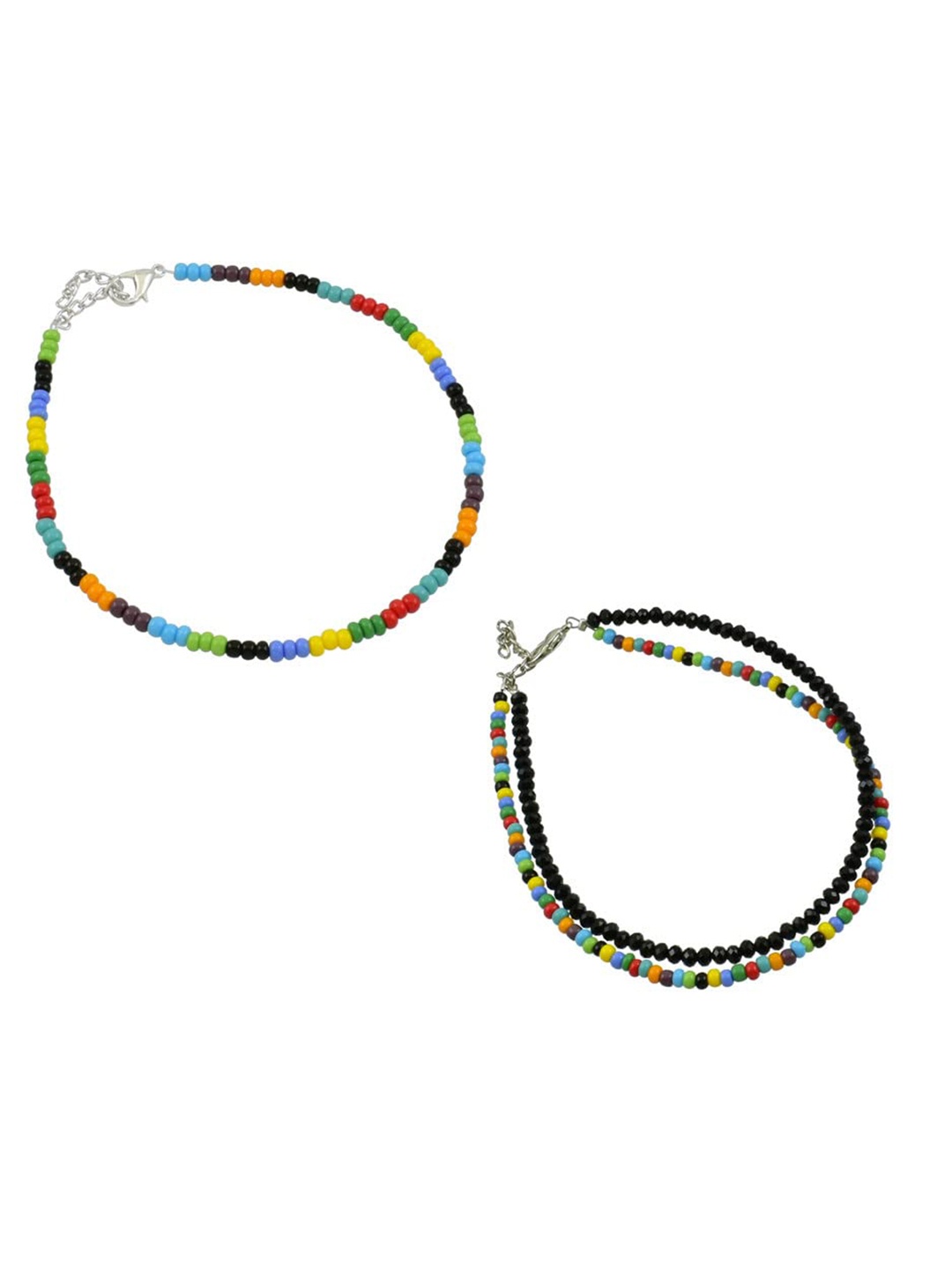

HIGH TRENDZ Women Set of 2 Anklets, Black