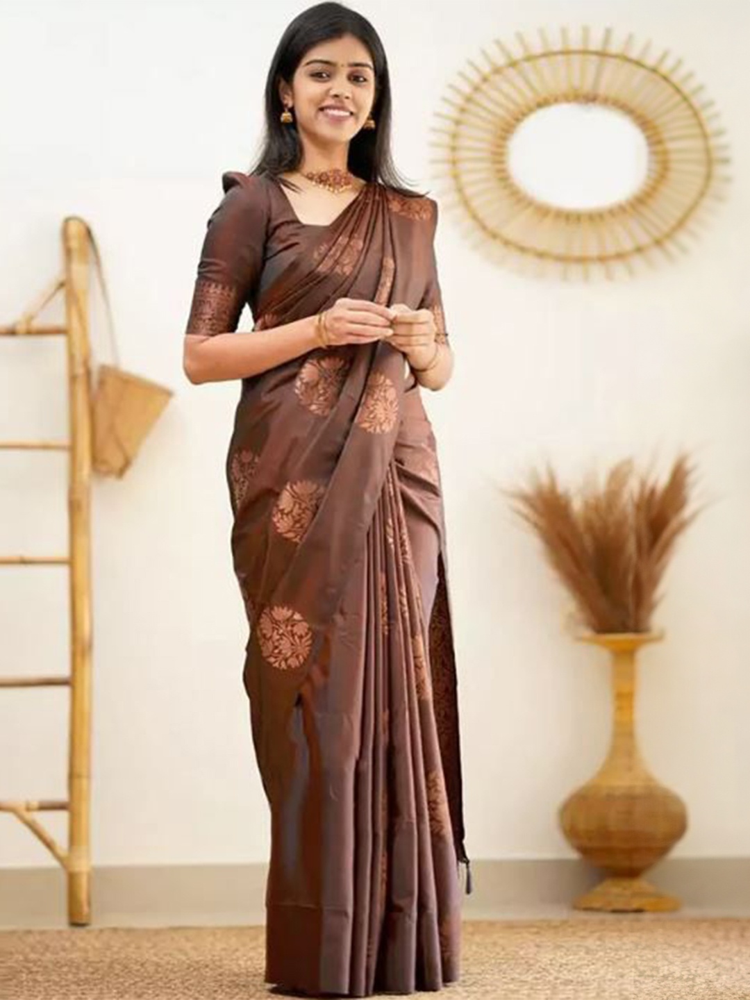 

Visit Wear Woven Design Zari Pure Silk Banarasi Saree, Brown