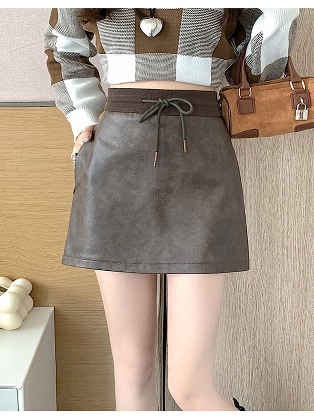 

LULU & SKY Women A-Line Mini Skirt, Brown