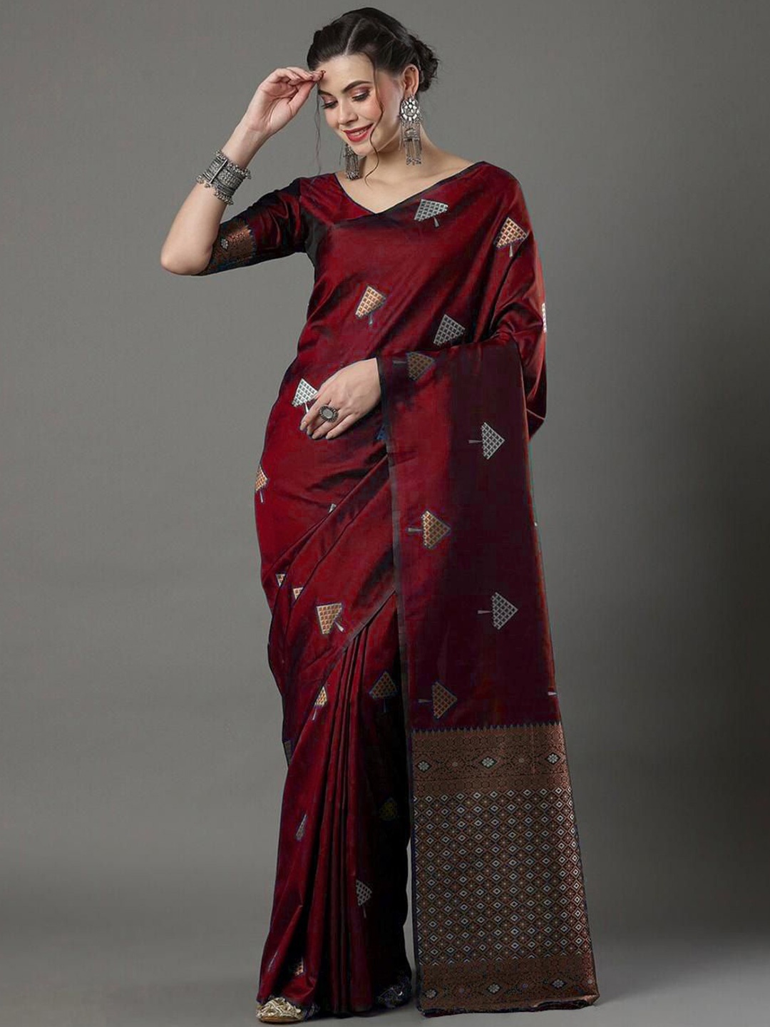 

Visit Wear Woven Design Pure Silk Banarasi Saree, Maroon