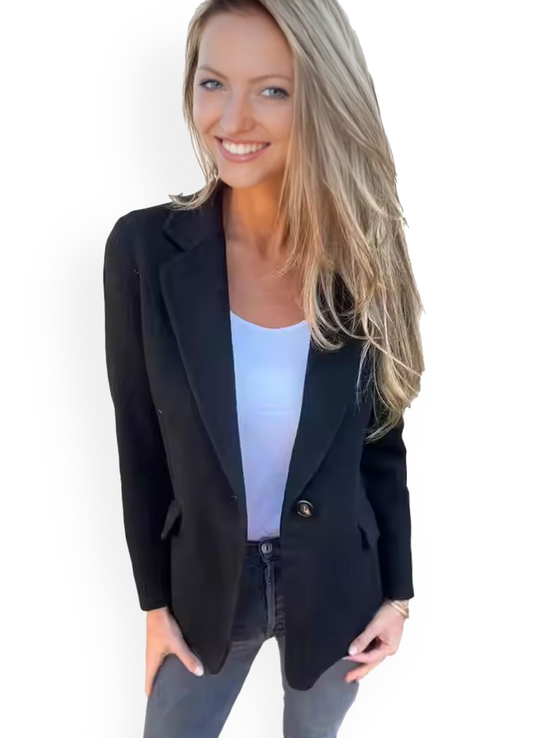 

StyleCast Women Solid Longline Tailored Jacket, Black