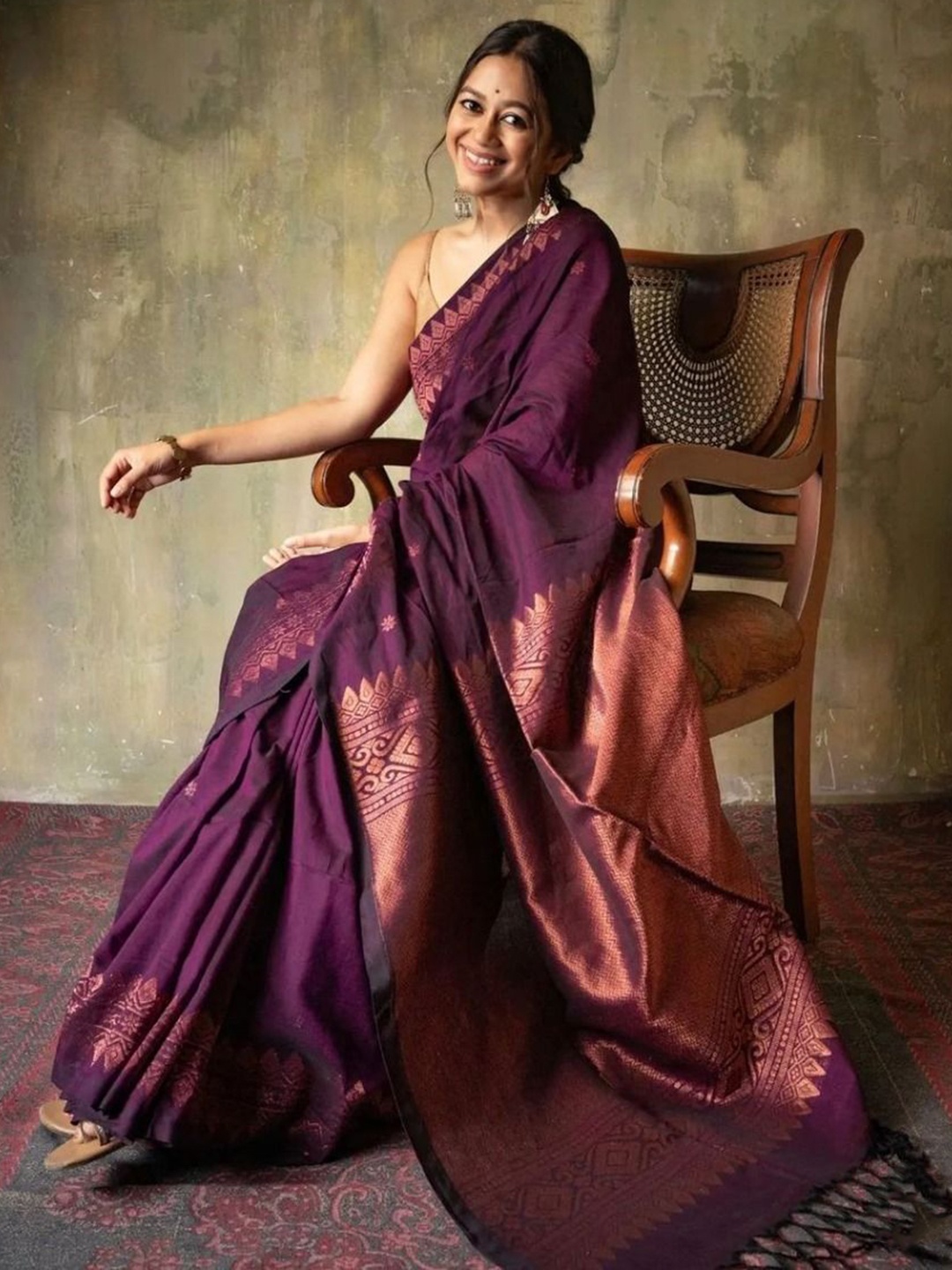 

Visit Wear Woven Design Zari Pure Silk Banarasi Saree, Purple