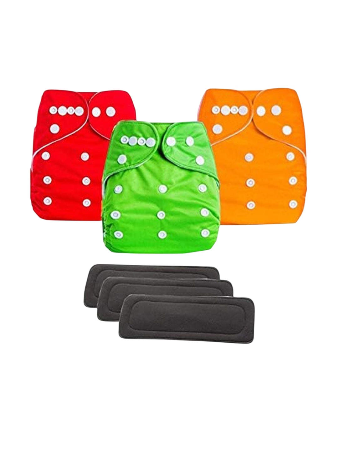 

Kritiu Kids - Unisex Set Of 3 Reusable Waterproof Cloth Diapers With Insert Pad, Red