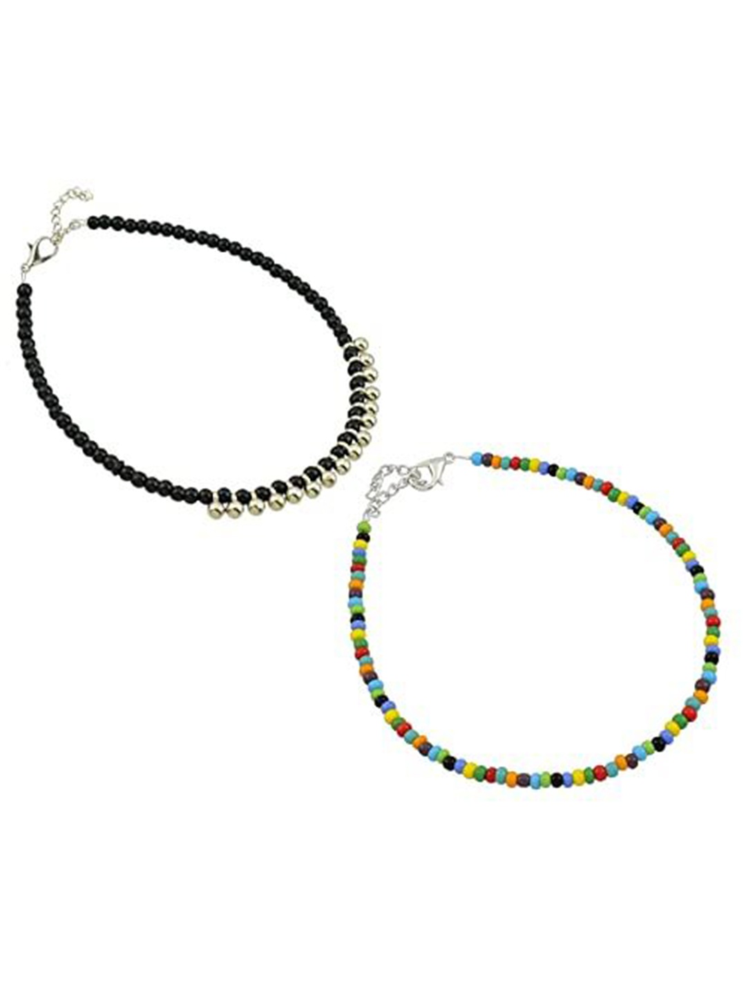 

HIGH TRENDZ Women Set of 2 Anklets, Black