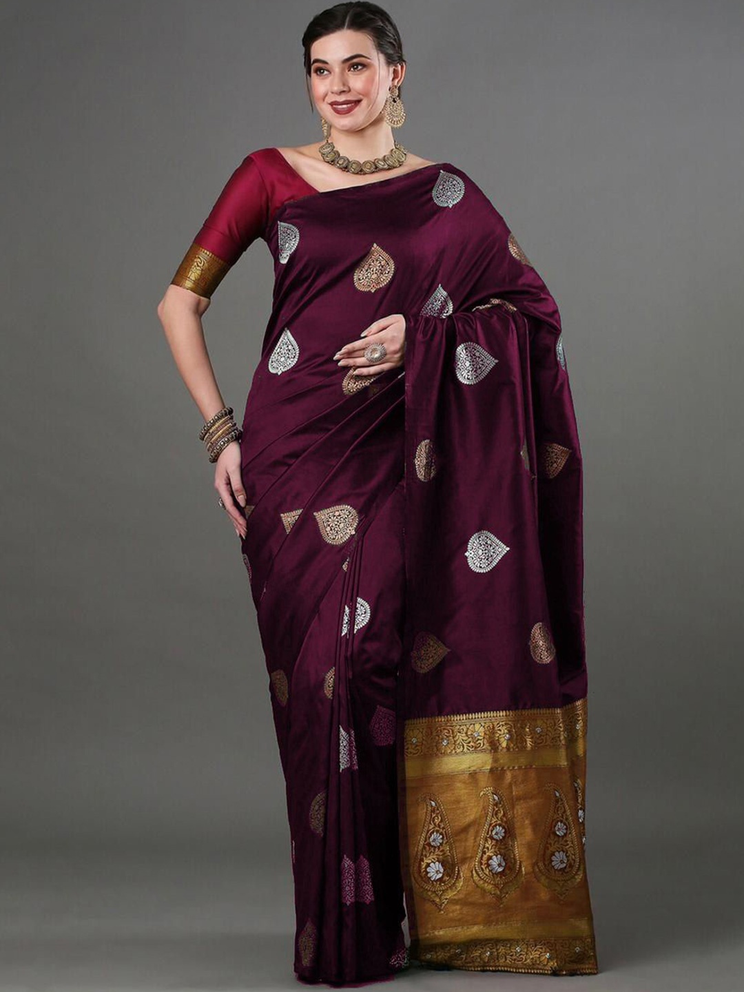 

Visit Wear Woven Design Zari Pure Silk Banarasi Saree, Lavender