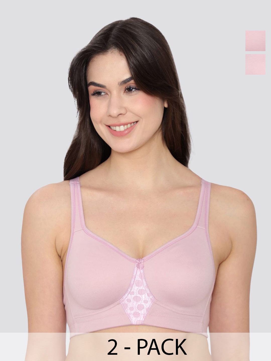 

K LINGERIE Pack Of 2 Double Layered Cups Full Coverage Bra, Pink