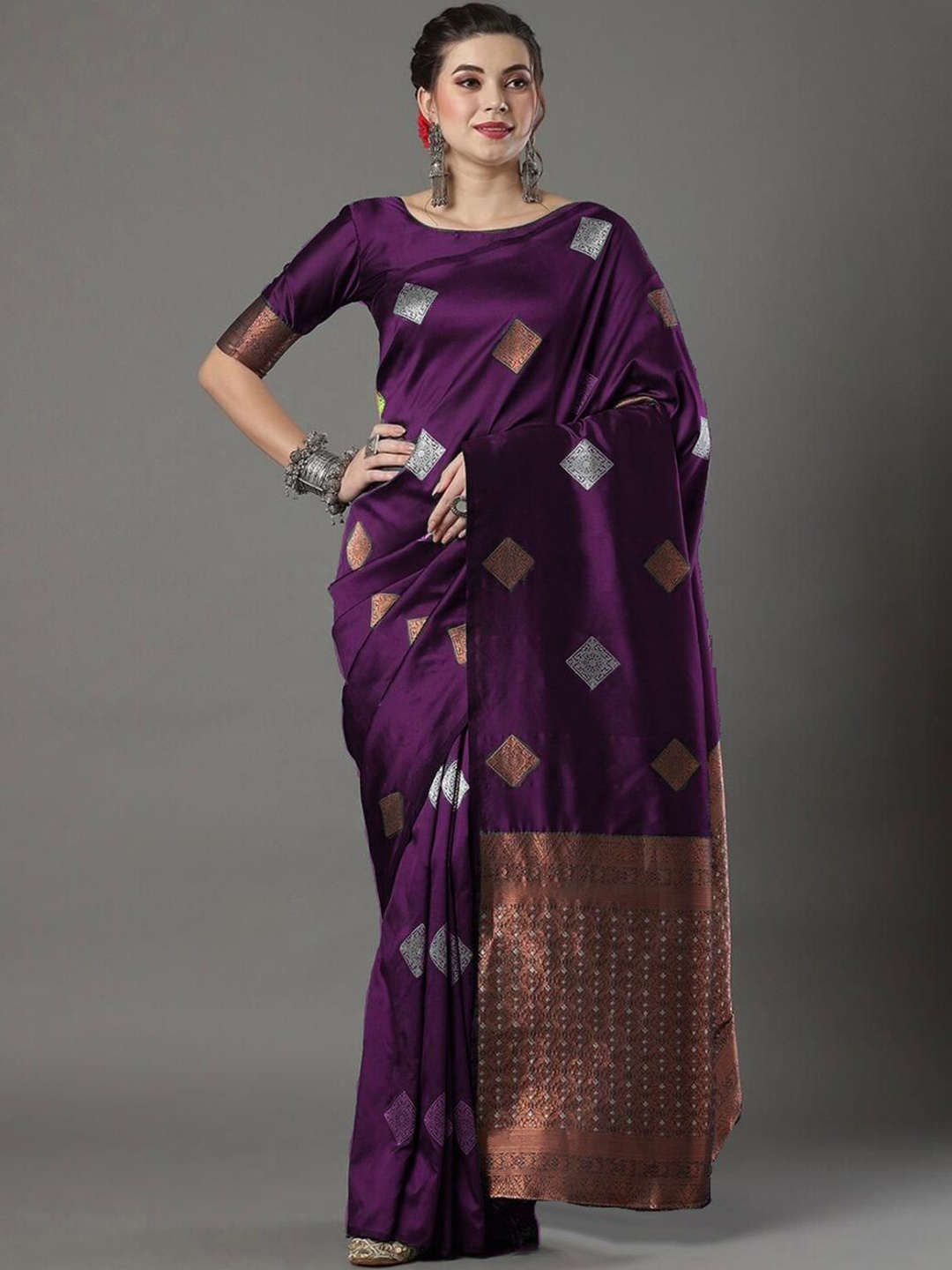 

Visit Wear Woven Design Zari Pure Silk Banarasi Saree, Lavender