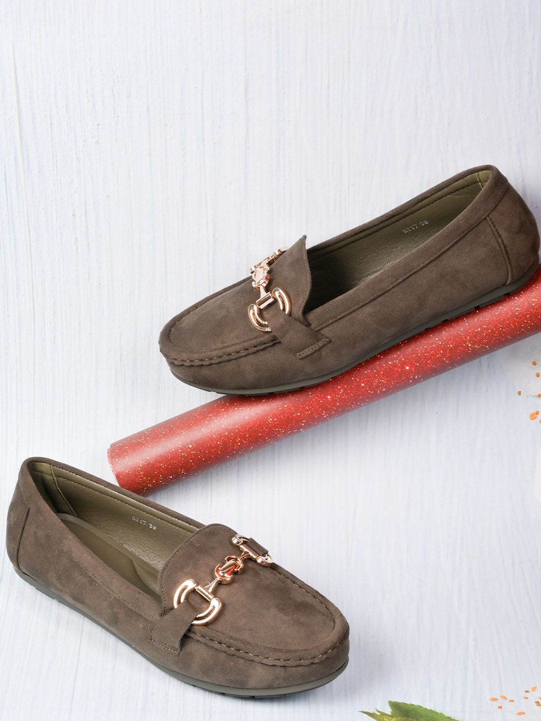 

Ronnie Grey Women PU Loafers, Olive