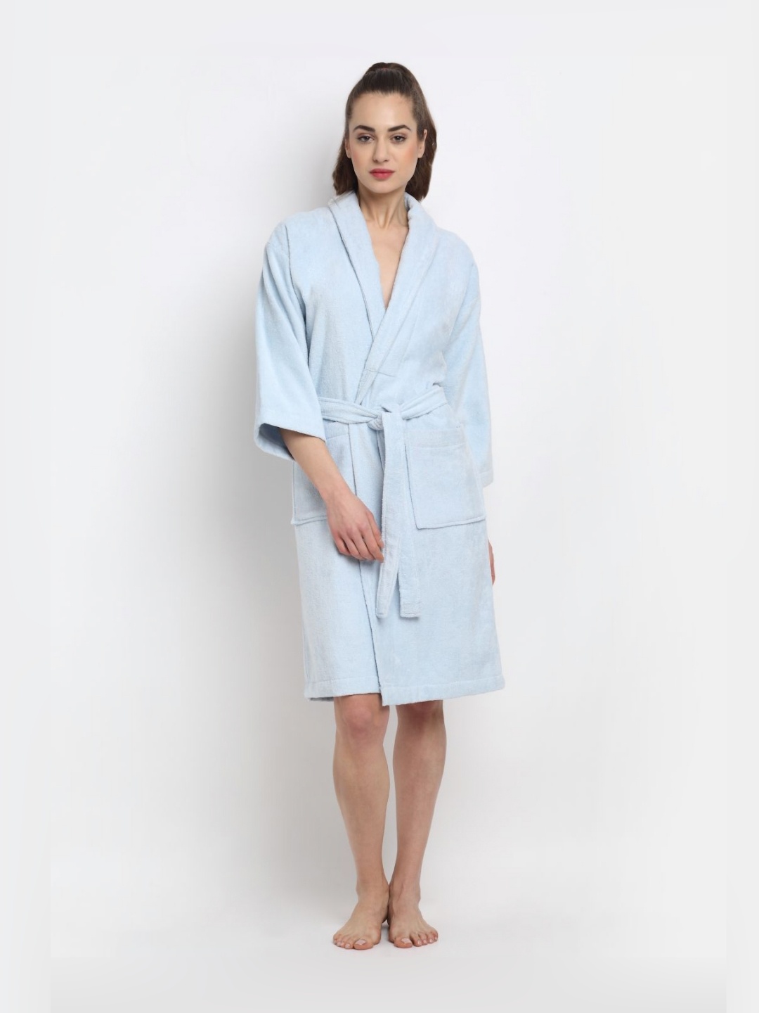 

Creeva Luxury Blue Shawl Collar Bath Robe