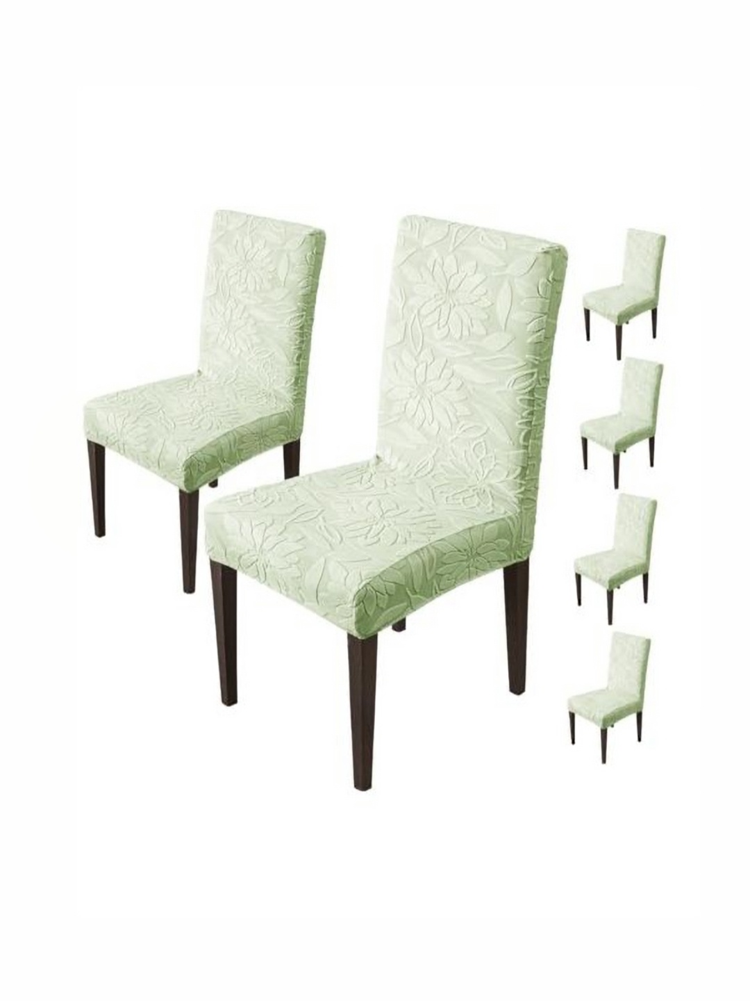 

HOUSE OF QUIRK Green 6 Pieces Floral Removable Chair Covers