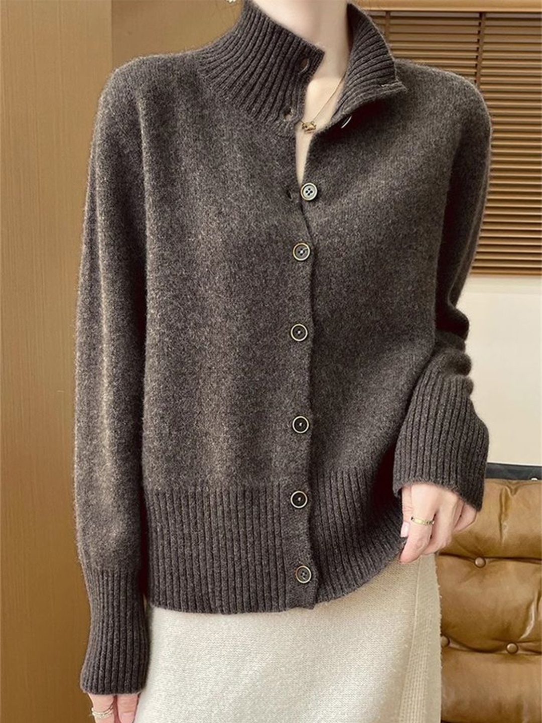 

LULU & SKY Women Long Sleeves Cardigan, Brown