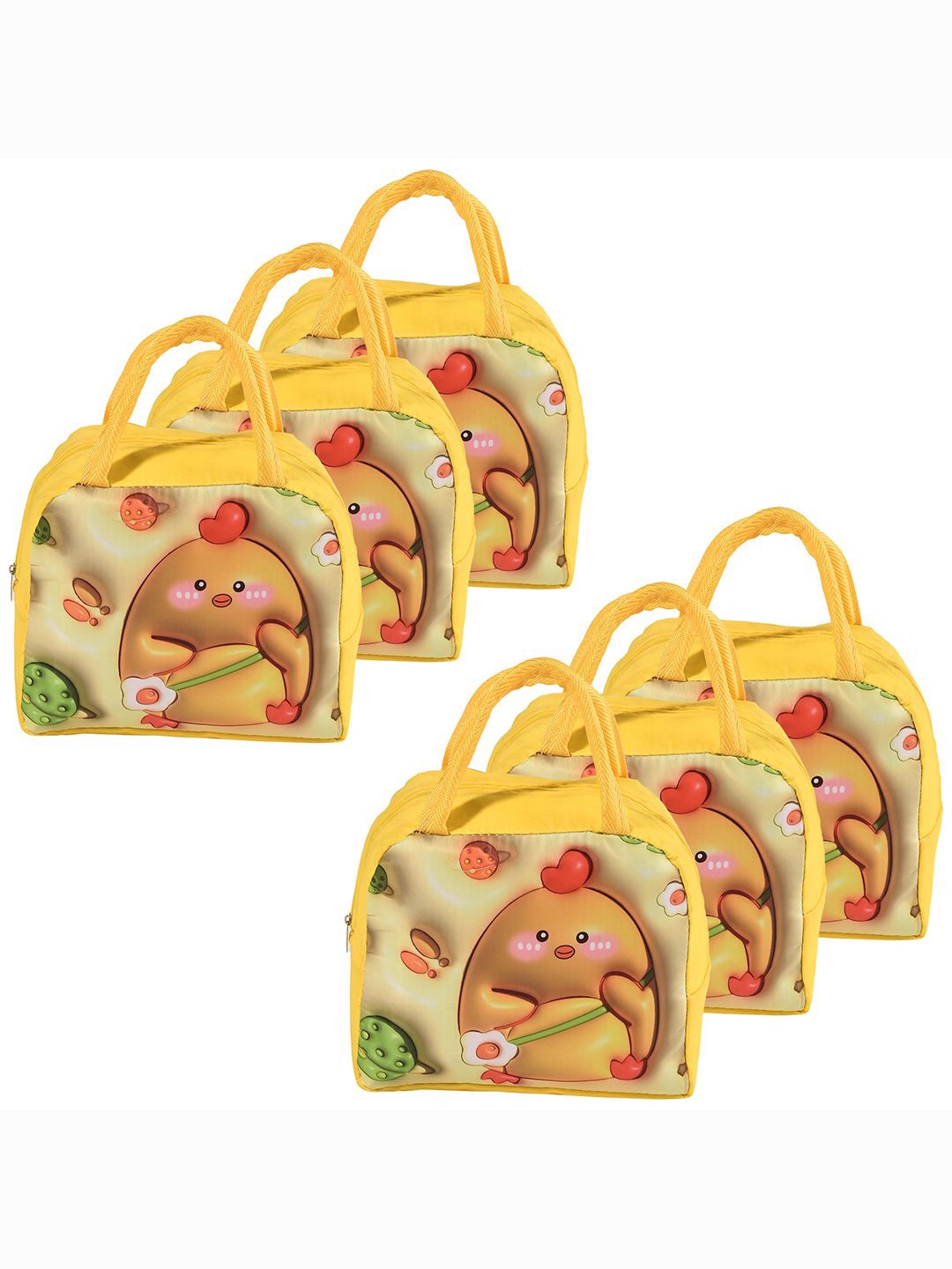 

Kuber Industries Set of 6 Other Prints Lunch Bags Travel Accessory, Yellow