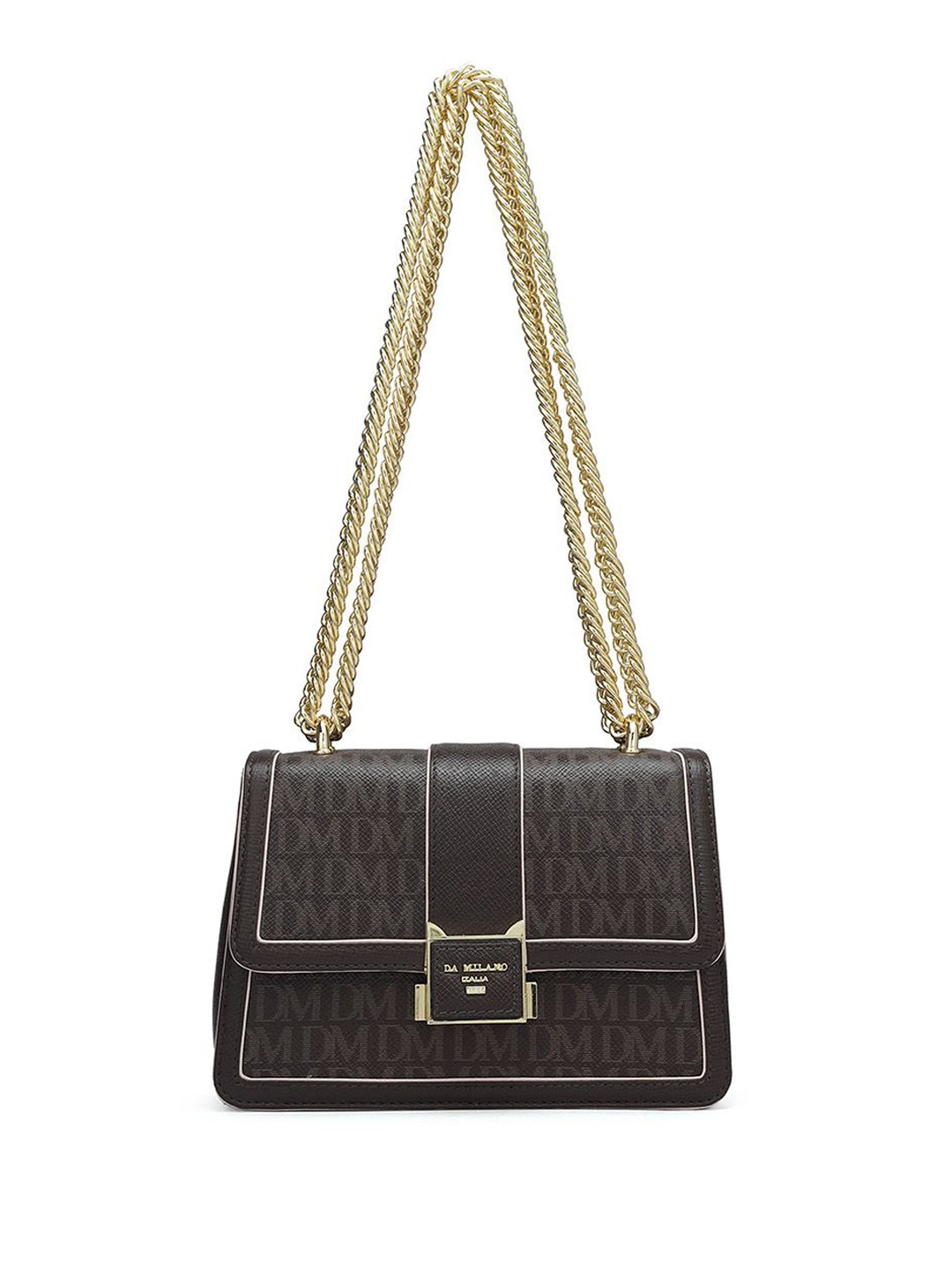 

Da Milano Textured Leather Structured Sling Bag, Brown