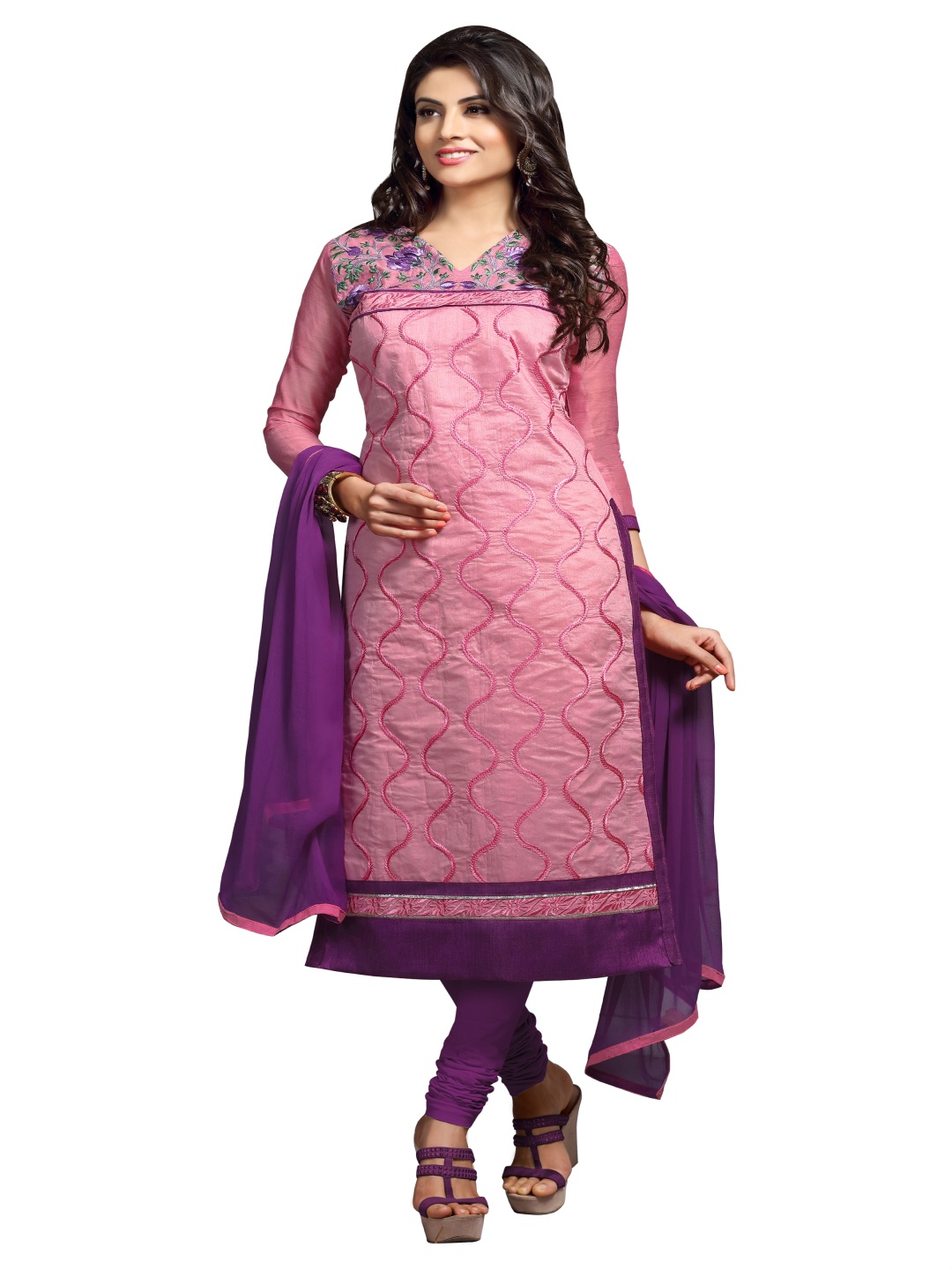 

Maroosh Embroidered Unstitched Dress Material, Pink