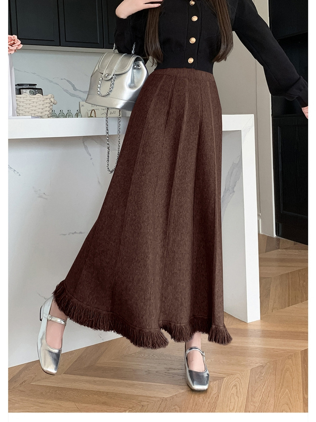 

LULU & SKY A-Line Maxi Skirt, Brown