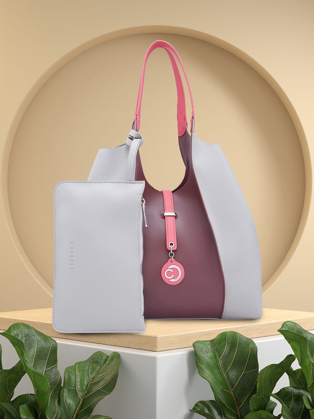 

Caprese PU Structured Hobo Bag with Bow detail, Grey