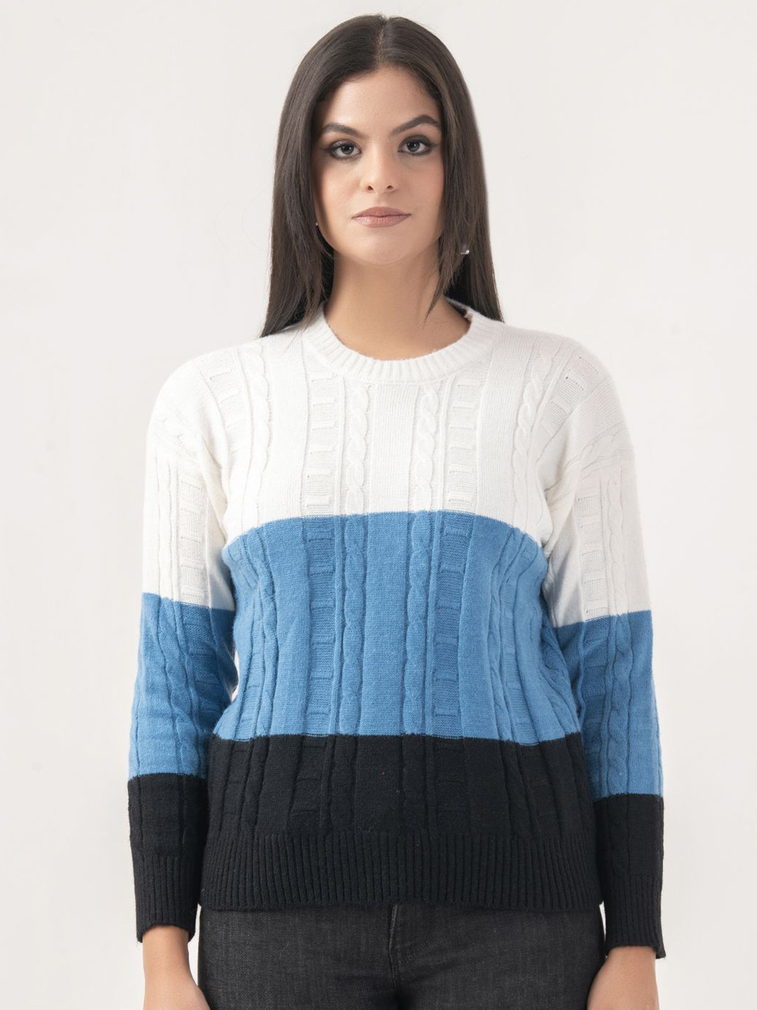 

Albion By CnM Women Colourblocked Pullover, White