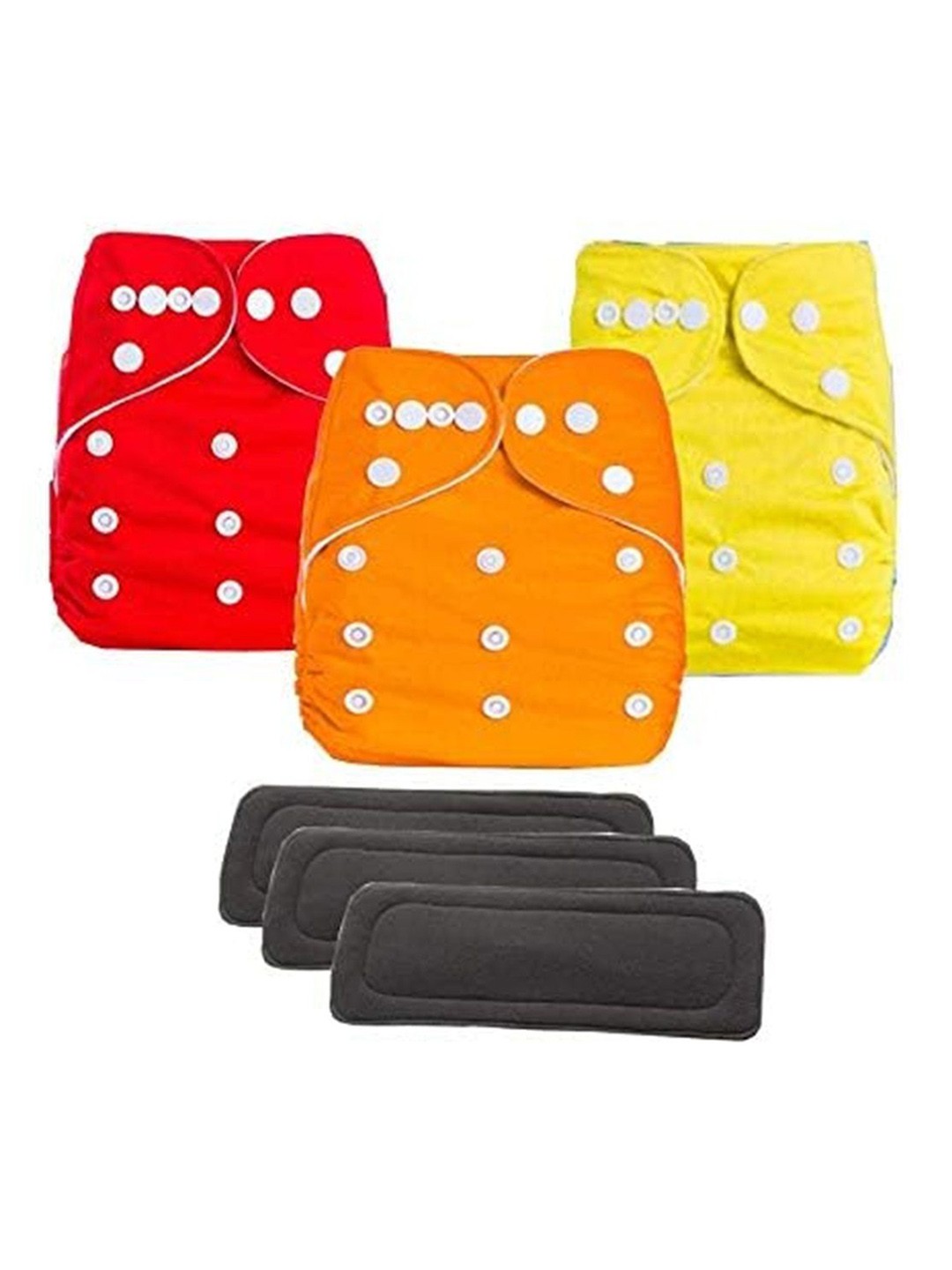 

Kritiu Kids Set Of 3 Reusable Waterproof Cloth Diaper With Insert Pad, Red