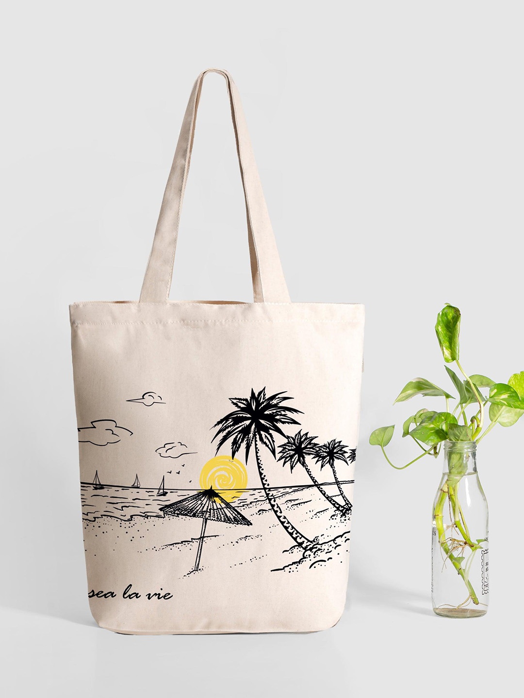 

EcoRight Zipper Tote Bag - Sea La Vie, Cream
