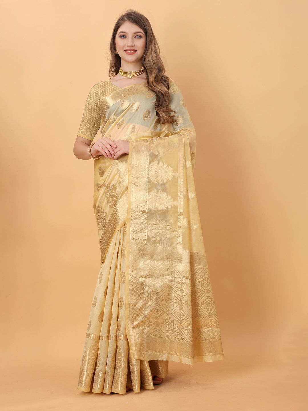 

Anaita Woven Design Zari Banarasi Saree, Gold