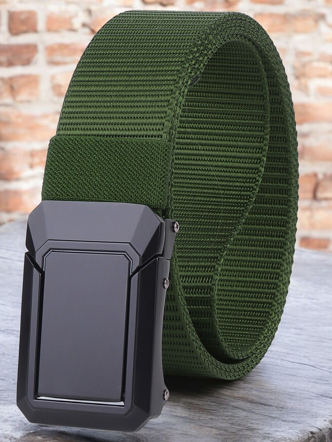 

glitchez Men Textured Belt, Green