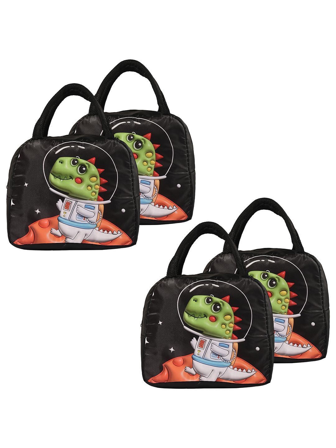 

Kuber Industries Set of 4 Other Prints Lunch Bags Travel Accessory, Black
