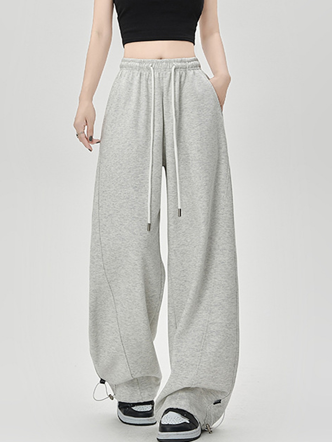 

LULU & SKY Women Loose Fit Mid-Rise Trouser, Grey